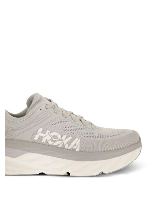 Hoka One One White Bondi 7 Mesh Sneakers