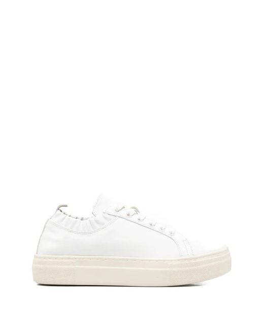 SERGIO MORETTI FIRENZE White Ruched-Trim Platform Sneakers