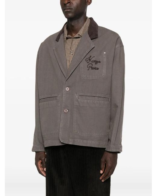 KENZO Brown Patch-Pocket Cotton Jacket for men