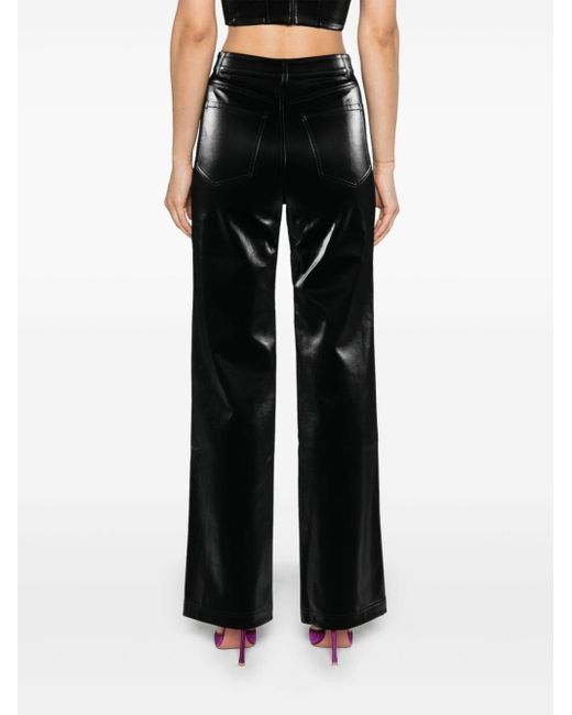 ROTATE BIRGER CHRISTENSEN Black Faux-leather Straight Trousers