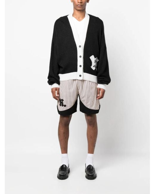 ROUGH Black Logo-Patch Button-Up Cardigan for men