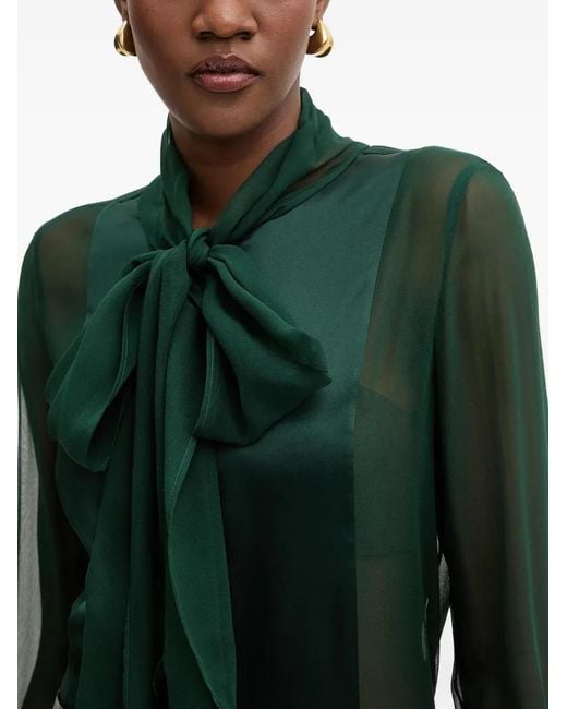 retroféte Green Tie-Detail Blouse