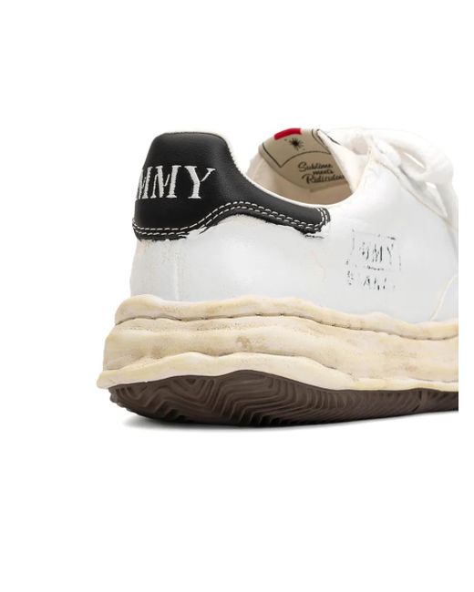 Maison Mihara Yasuhiro White Torn-Film Attached Canvas Sneakers
