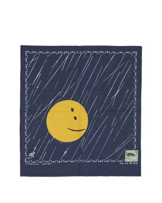 Kapital Blue Rainbowy Graphic-Print Cotton Scarf for men