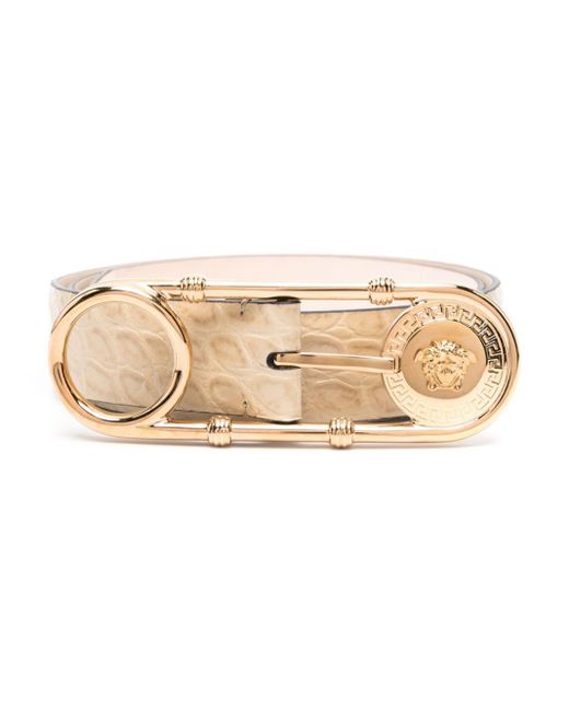 Versace Natural Safety Pin Leather Belt