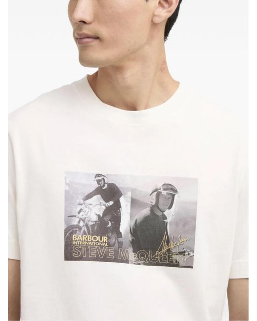 Barbour White Steve Mcqueen Photographic-Print T-Shirt for men
