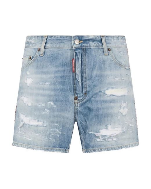 DSquared² Blue Be Proud Wash Bro Shorts for men
