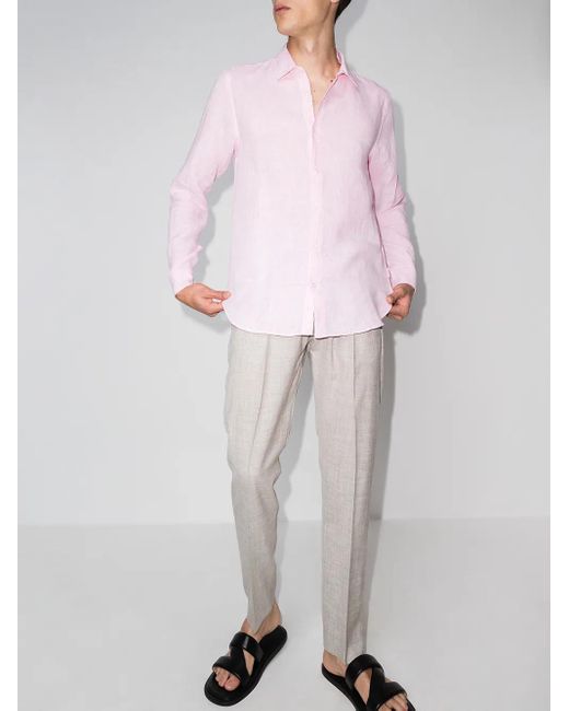 Orlebar Brown Pink Giles Linen Shirt for men