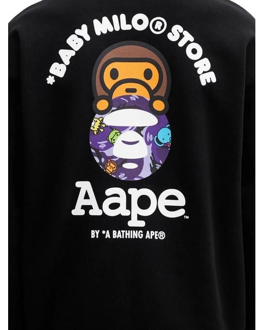 Aape By A Bathing Ape Black X Baby Milo Store Aapeunvs Logo Patch Sweatshirt for men