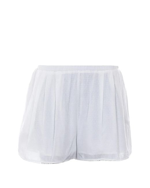 ELEH White Elasticated Embroidered Shorts