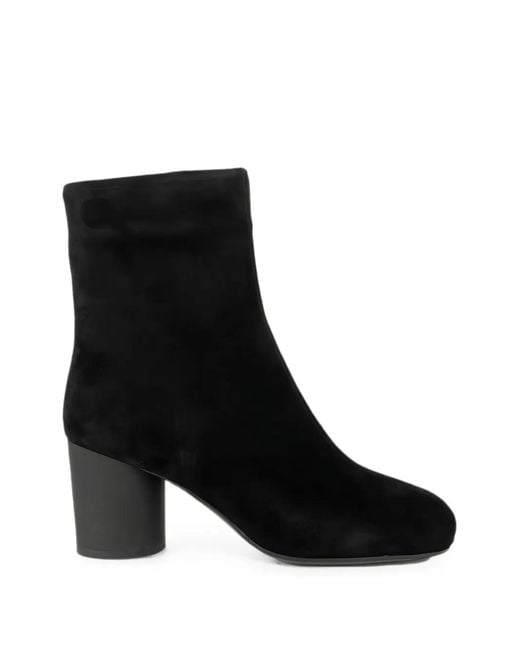 Linda Baumann Black Suede Block-Heel Ankle Boots