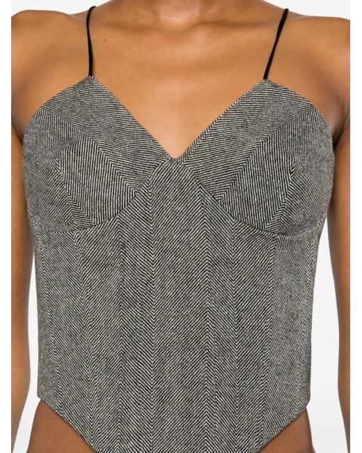 Ermanno Scervino Gray Herringbone Wool Top