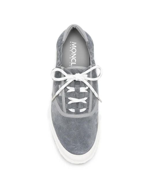 Moncler White Suede Lace-Up Sneakers for men