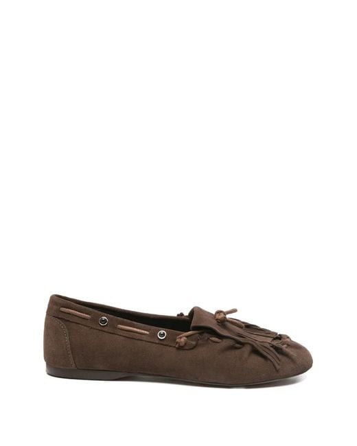 POSA Brown Fringe-Detail Loafers