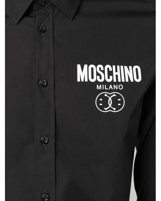 Moschino Black Logo-Print Long-Sleeve Shirt for men