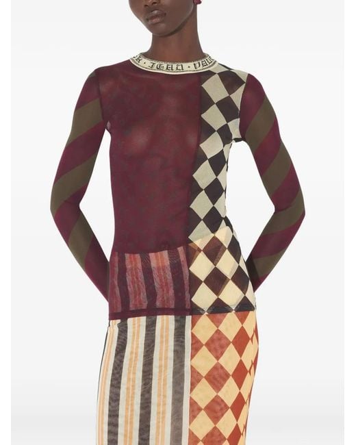 Jean Paul Gaultier Brown Patchwork Long-Sleeves Top