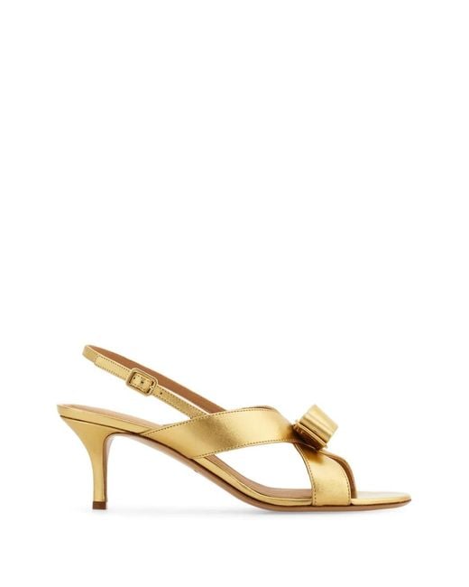 Ferragamo Metallic Vara Bow Sandals
