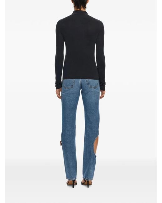Off-White c/o Virgil Abloh Blue Cupro Rib Meteor Long Sleeve Top