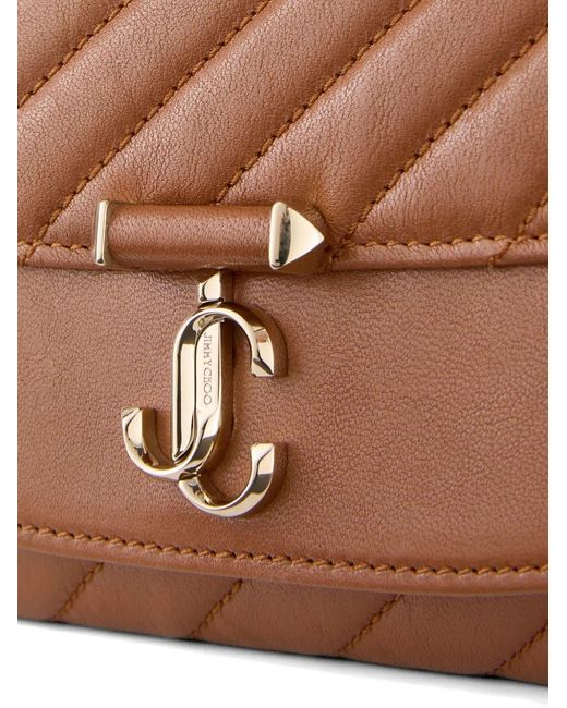 Jimmy Choo Brown Curve Tan Quilted Biker Leather Wallet With Chain