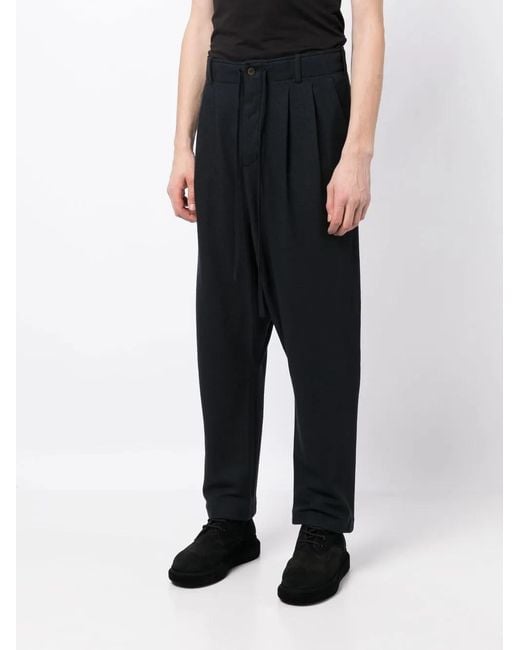 Forme D'expression Black Pleated Drop-Crotch Trousers for men