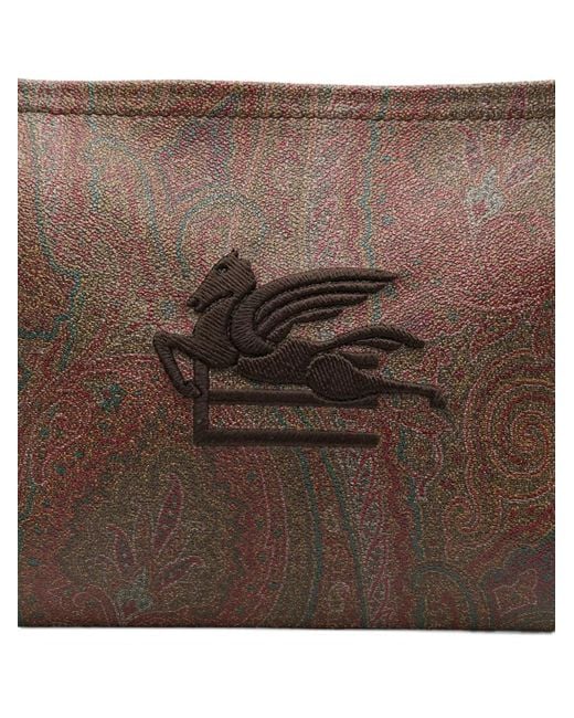 Etro Brown Leather Pouch Large Arnica