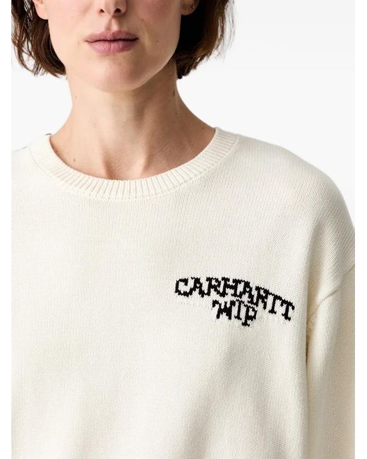 Carhartt White Logo-Intarsia Knitted Sweater