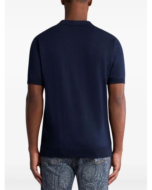 Etro Getextureerd Poloshirt in het Blue voor heren
