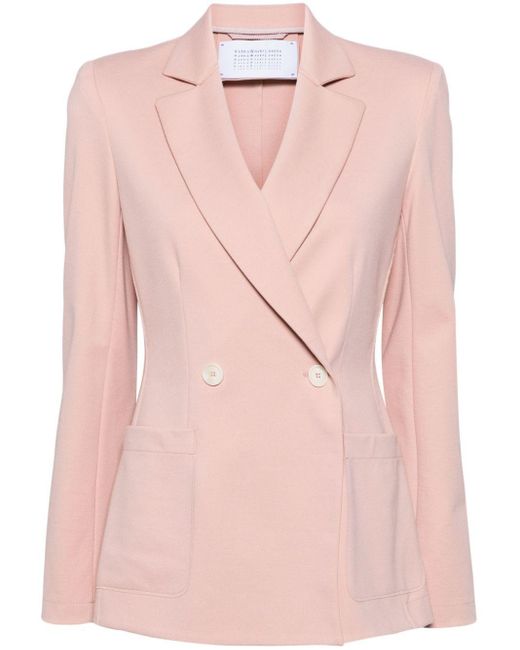 Harris Wharf London Pink Shoulder-pads Double-breasted Blazer