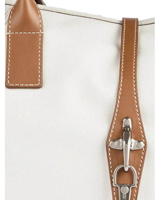 Fay White Leather-Trim Tote Bag