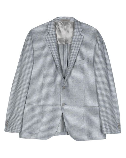 Corneliani Gray Houndstooth-pattern Single-breasted Blazer for men