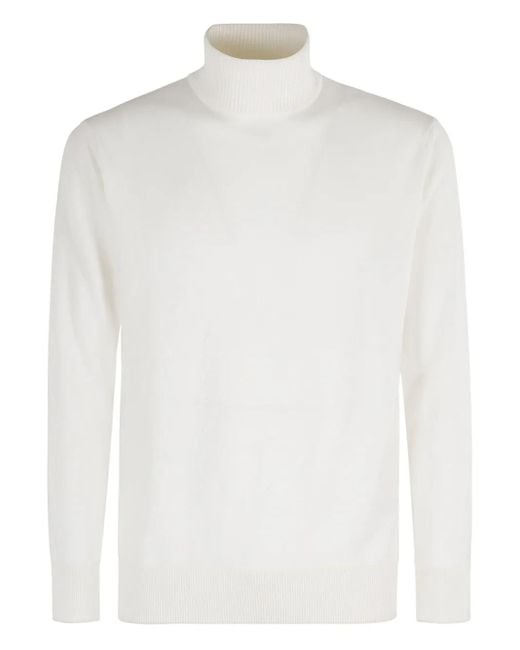 Eleventy White Roll-Neck Cashmere Sweater for men