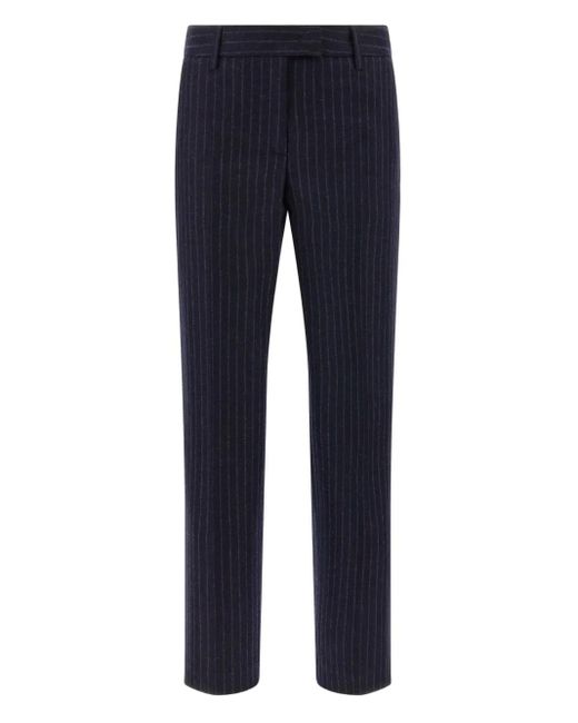Alberto Biani Blue Franca Pinstripe Wool Trousers