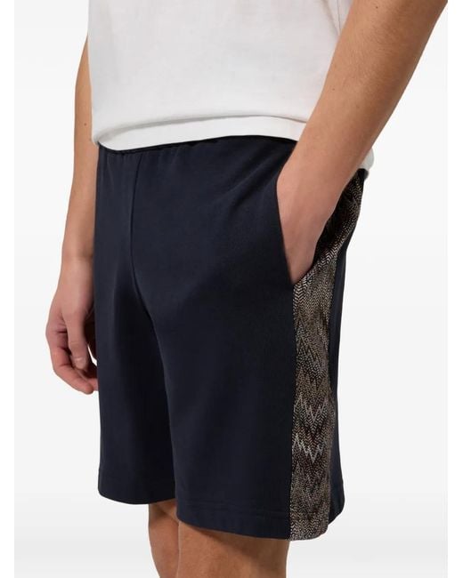 Missoni Blue Zigzag-Insert Track Shorts for men