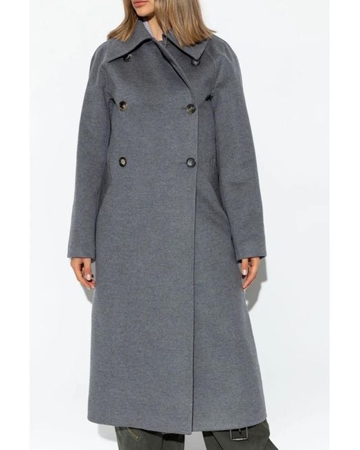 Loewe Gray Double-Breasted Coat