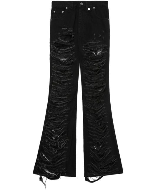 Egonlab Black Ripped Wide-leg Jeans