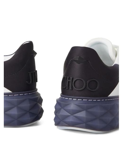 Jimmy Choo White Diamond Maxi Brand-Embellished Leather Low-Top Trainers
