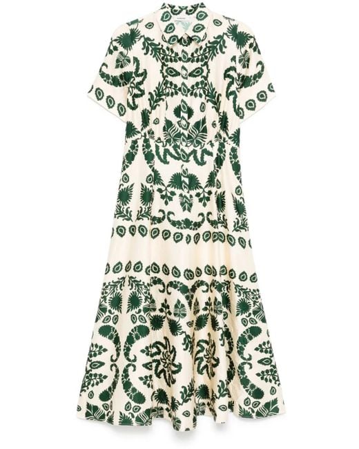 Sandro Maxi-Jurk Met Bladerprint in het Green
