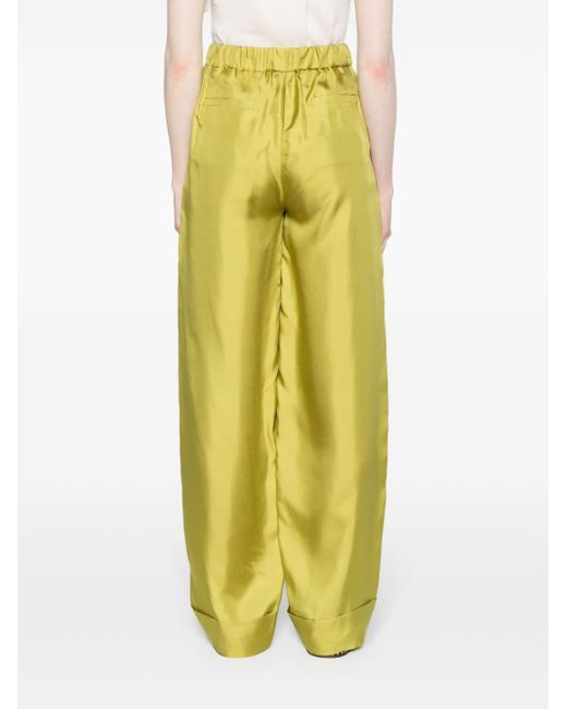 Blanca Vita Yellow High-waist Silk Palazzo Trousers