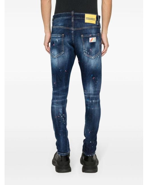 DSquared² Sexy Twist Straight Gerafelde Jeans in het Blue voor heren