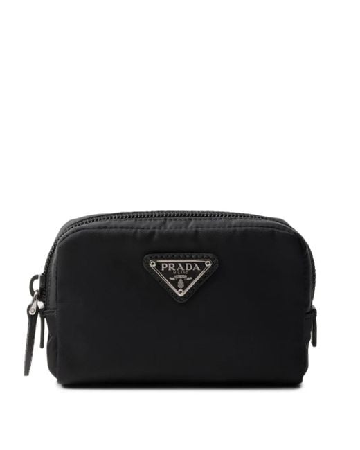 Prada  トライアングルロゴ コスメポーチ Prada トライアングルロゴ コスメポーチ ブラック | Lyst