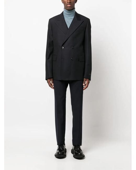 Lanvin Black Checked Double-Breasted Blazer for men