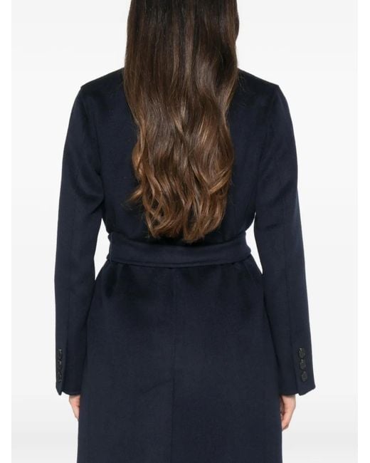 Marella Blue Double-Breasted Belted Coat