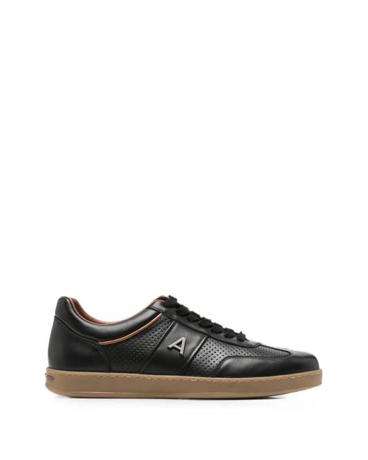 Alberto Gozzi Black Perforated Leather Sneakers for men