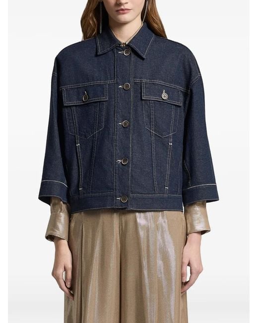 Peserico Blue Flap-Pocket Jacket