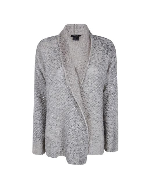 Avant Toi Gray Metallic-Effect Open-Knit Cardigan