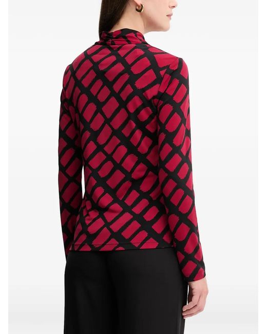 Joseph Ribkoff Red Geometric-Pattern Blouse