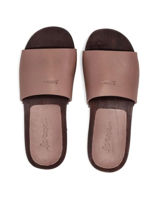 LA ROSE Brown Leather Sandals
