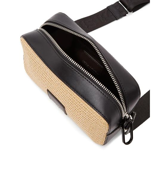 Karl Lagerfeld Black Logo-Patch Cross Body Bag