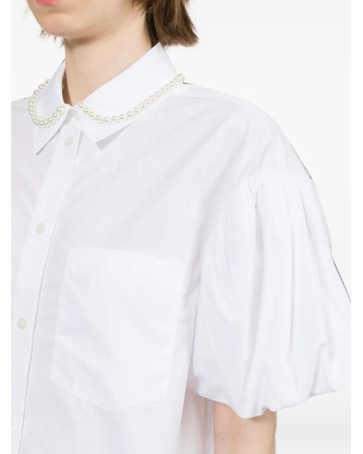 Simone Rocha White Chemise En Broderie Anglaise À Manches Bouffantes