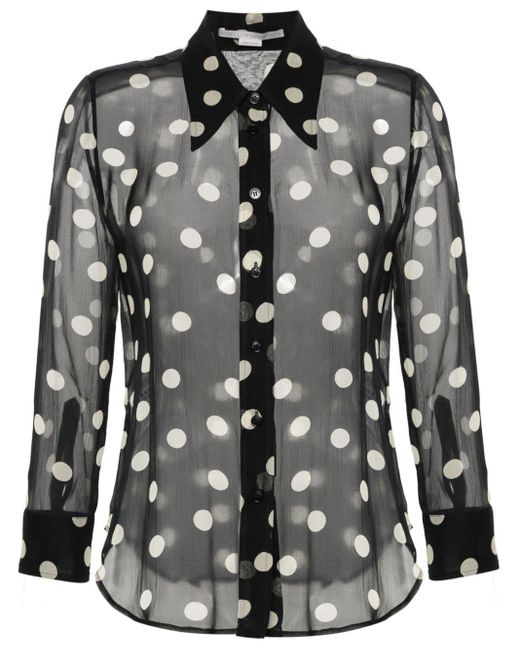 Stella McCartney Black Georgette-Hemd mit Polka Dots